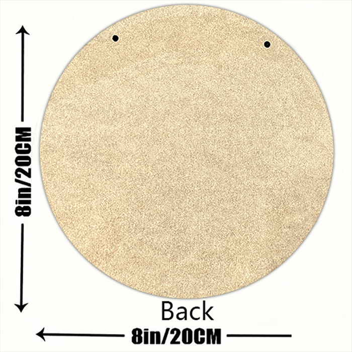 1pc 2D Flat 20.32x20.32 cm Drum-Themed Round Wooden Wall Art Frameless Rustic Metallic Finish I