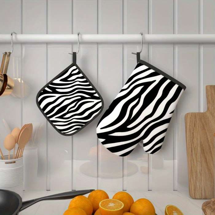 2pcs 26.92x17.02 cm Heat Resistant Oven Mitts And Potholders