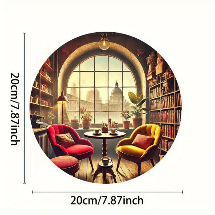 1pc Round Aluminum Sign Wall Art Vintage Cozy Coffee Corner Decor Ideal for Home Cafe Kitchen Club B