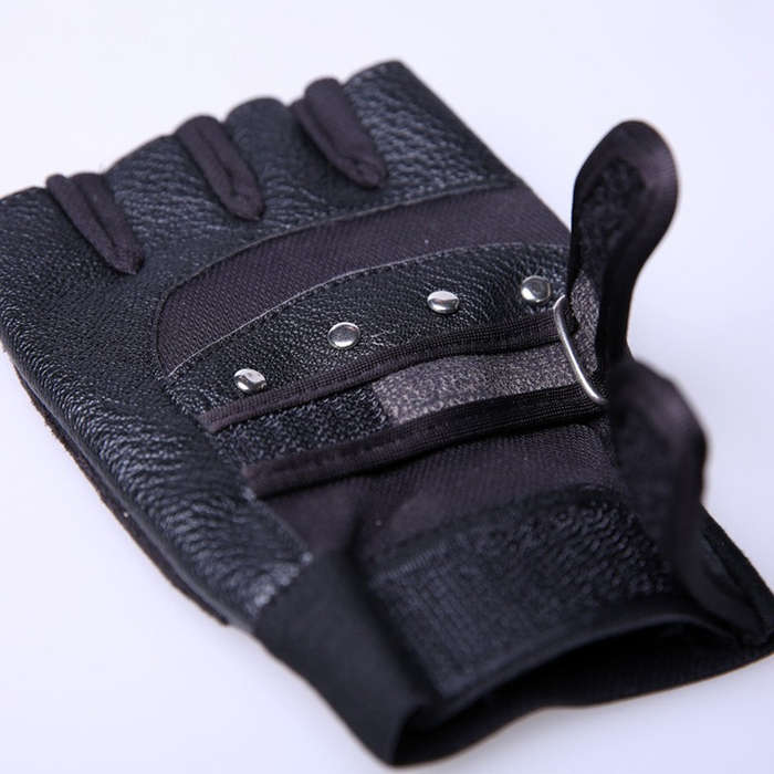 1 Pair Black PU One Size Outdoor Sports Gloves
