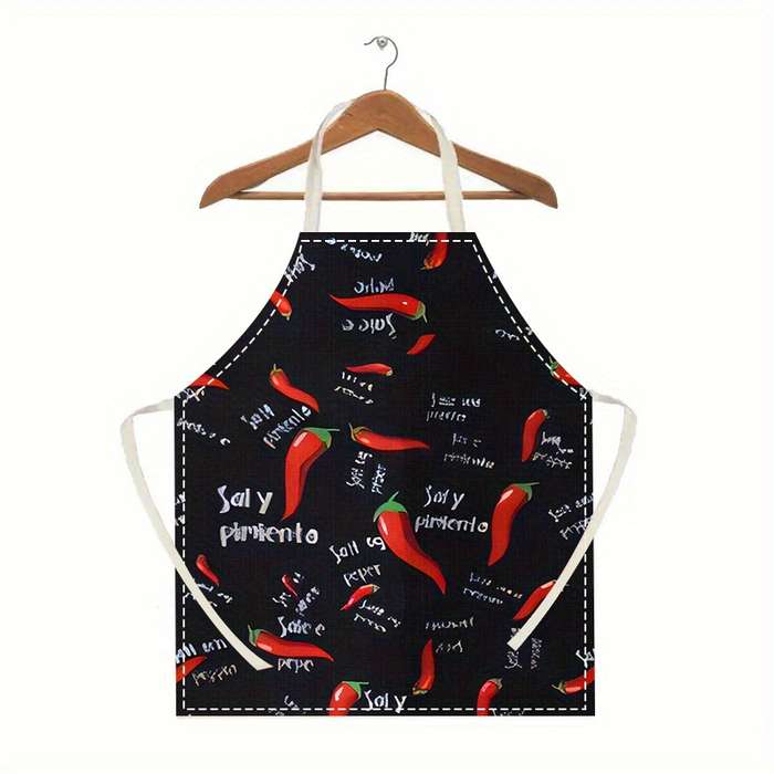 1pc Fun Chef Design Polyester Apron Durable Sleeveless Kitchen Cooking Cleaning Accessory