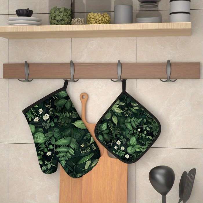 2pcs 26.92x17.02 cm Heat Resistant Oven Mitts And Potholders