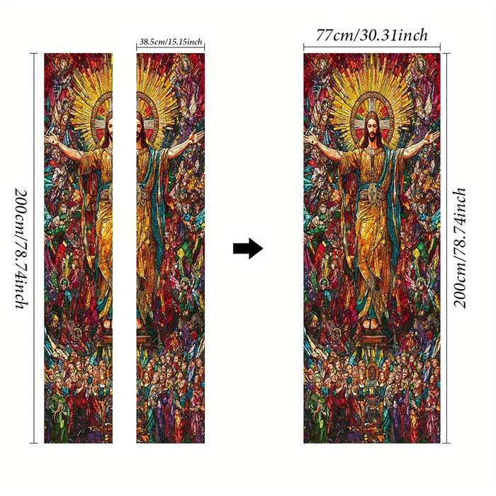 1pc 76.96x199.9cm Jesus Christian Themed Stickers