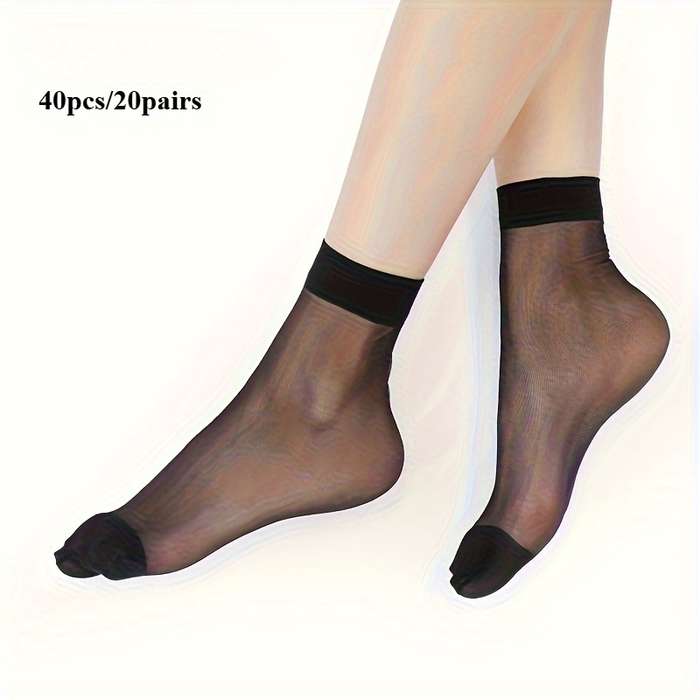 20 Pairs Black One Size High Elastic Socks