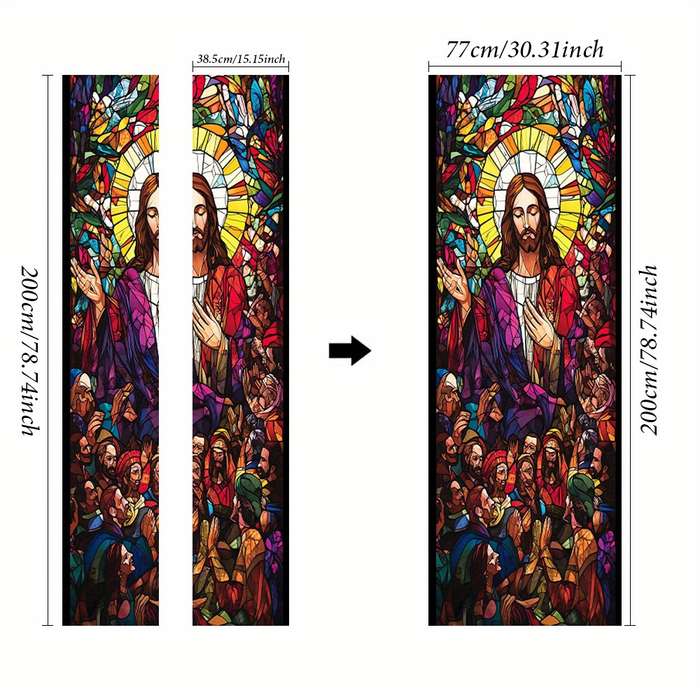 1pc 76.96x199.9cm Jesus Christian Themed Stickers