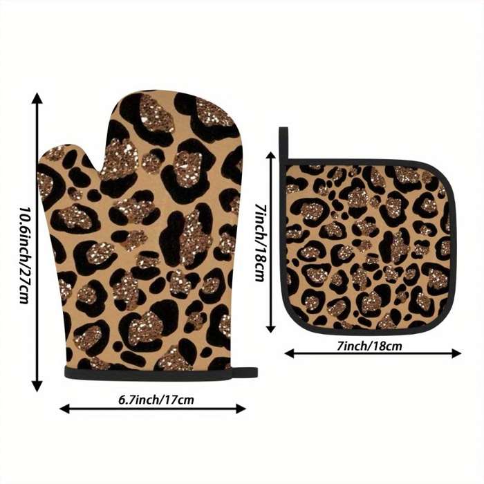 2pcs 10.6x6.7 Inch Heat Resistant Oven Mitts And Potholders