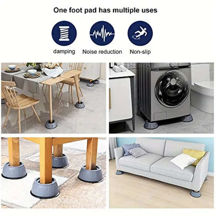 Shock-Absorbing Washing Machine Stabilizing Pads - Anti-Slip, Noise Reducing, Durable Plastic with