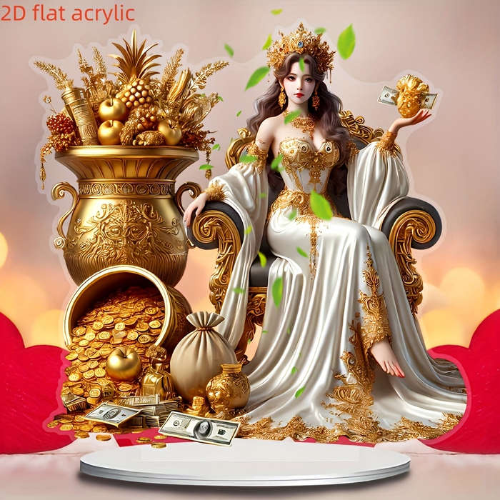 1pc 2D Flat   Bohemian Style Acrylic Wealth Goddess Decoration Sign Vibrant and Realistic Design wit