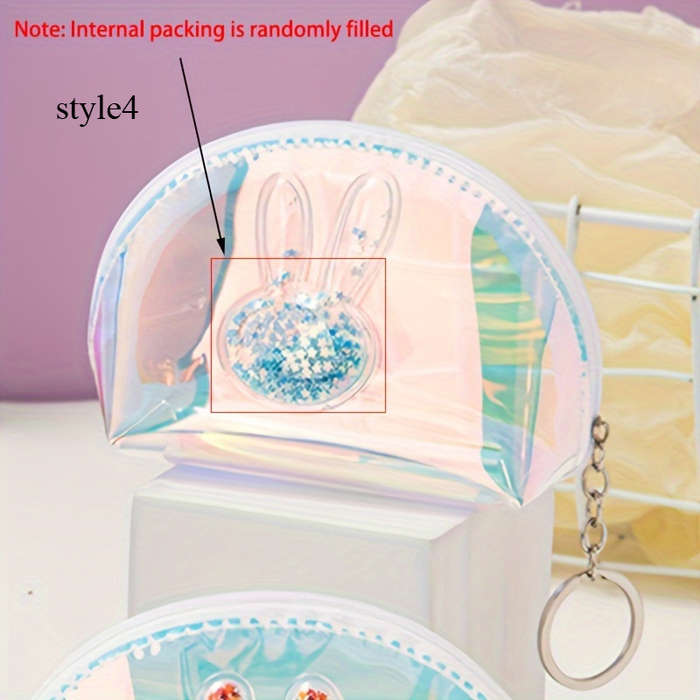 1pc Adorable Synthetic Sequin Coin Purse Portable Colorful Laser Design Cute Mini Wallet