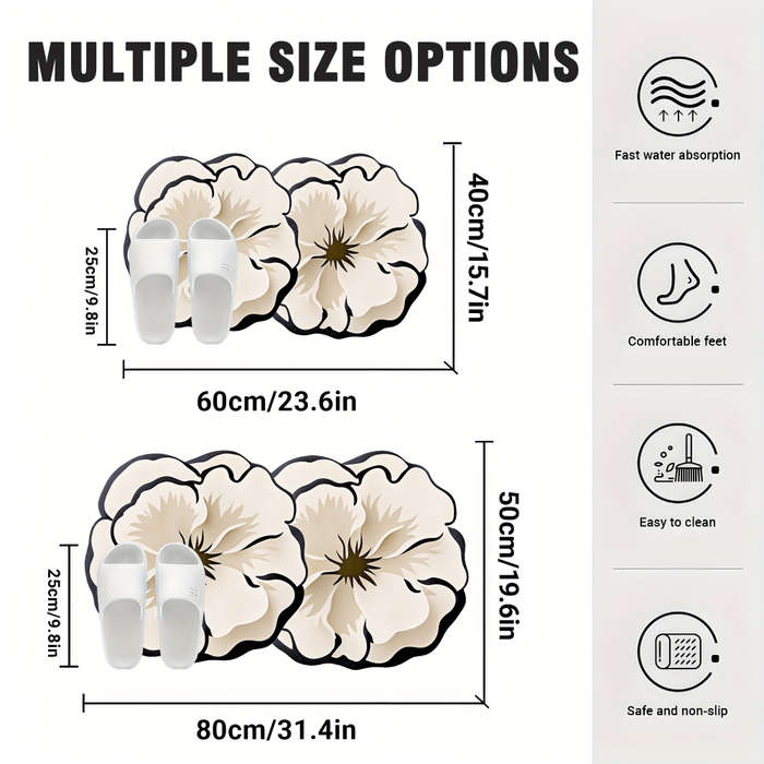 1Pc 40x60cm White Camellia Floor Mat