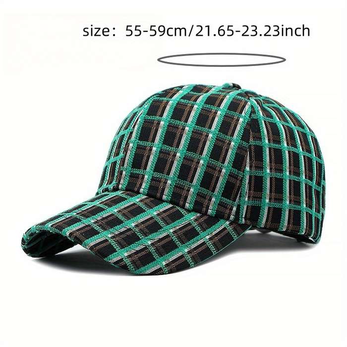 1pc Plaid Baseball Cap for Women Outdoor Sun Protection Hard Top Casual for Men.