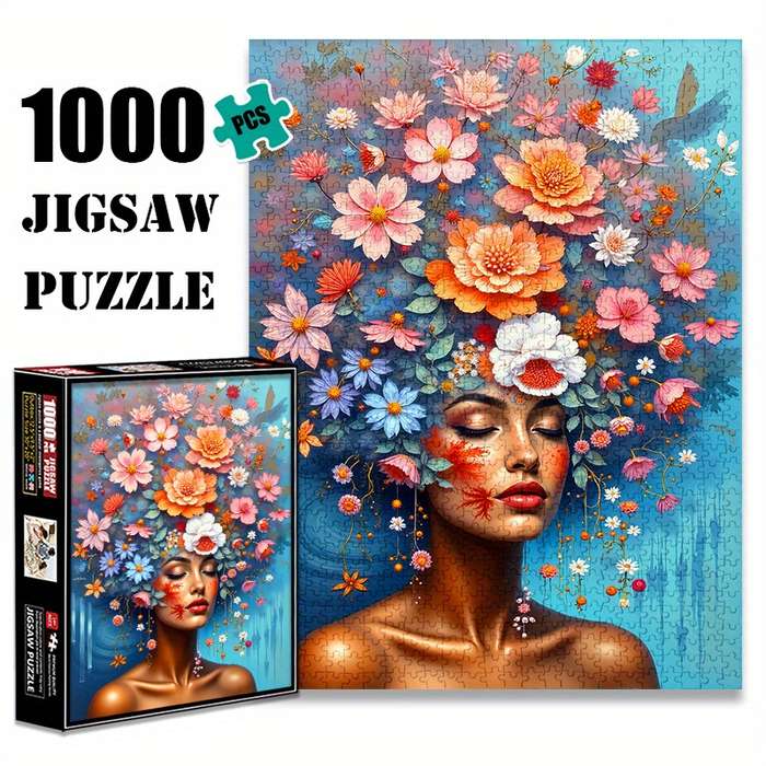 1000pcs Floral Woman Jigsaw Puzzle Large Scratch-Resistant High Quality DIY Brai