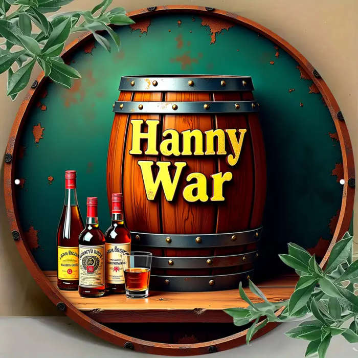 1pc 2.54 cm Hanny War Vintage-Inspired Metal Wall Sign 20.32x20.32 cm Aluminum Decor with Rustic Bar