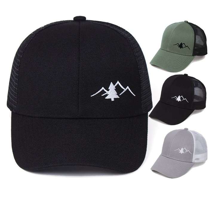 1pc Trendy Embroidered Trucker Hat Breathable Mesh Baseball Cap for Outdoor Skateboarding Busin