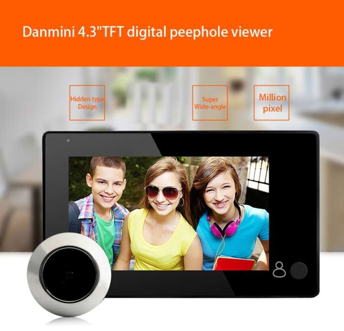 Danmini YB-43CH 4.3 inch Screen 1.0MP Security Camera Door Peephole with One-key to Watch Function(B