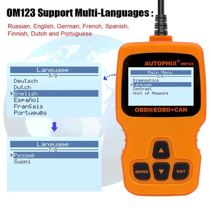 AUTOPHIX OM123 Car Portable OBD2 Scanner Car Diagnostic Tool OBD 2 Automotive Scanner EOBD Code Read