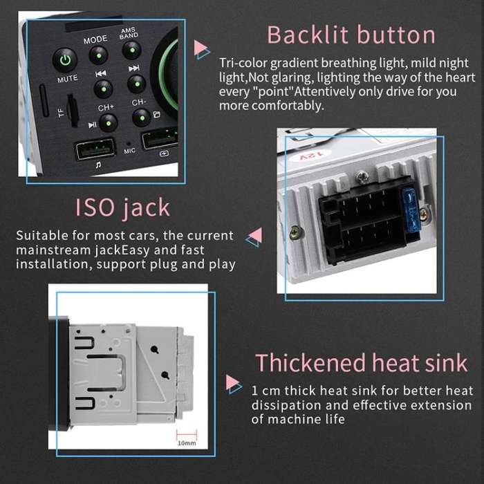 7805 4.1 inch Universal Car Radio Receiver MP5 Player, Support FM & Bluetooth & TF Card with Remote