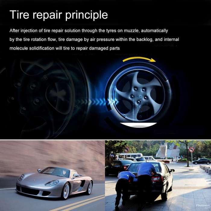 DC12V 120W 10A Tire Inflation Manometry Tire repair and Night Lighting 4 in 1 Portable Electric Air
