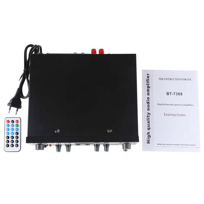 BT-7388 Bluetooth HiFi Stereo Audio Amplifier with Remote Controller, LED Display, USB / SD & MMC Ca