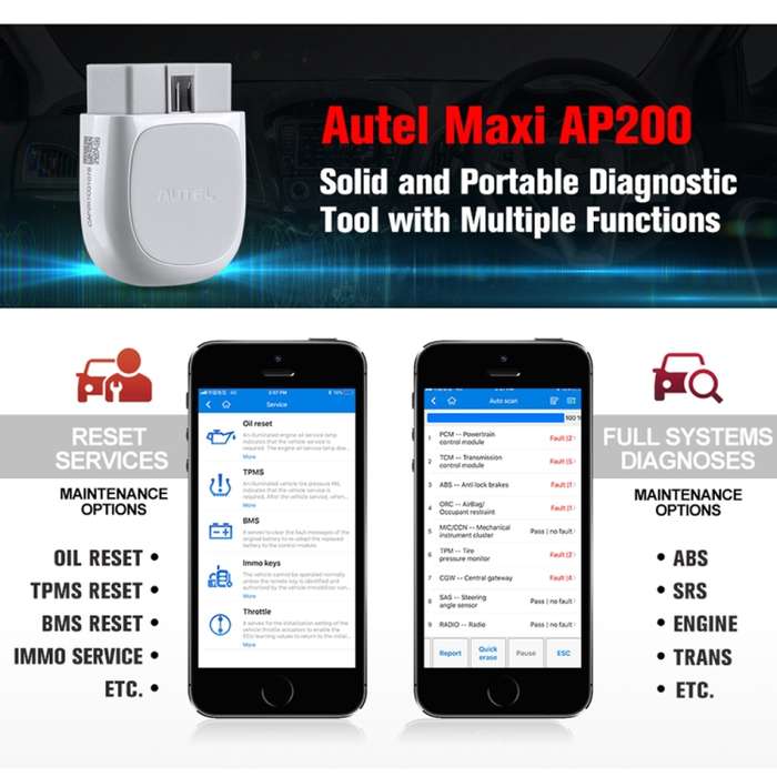 AUTEL AP200 Car OBD2 Fault Detector Diagnostic Scanner Tool