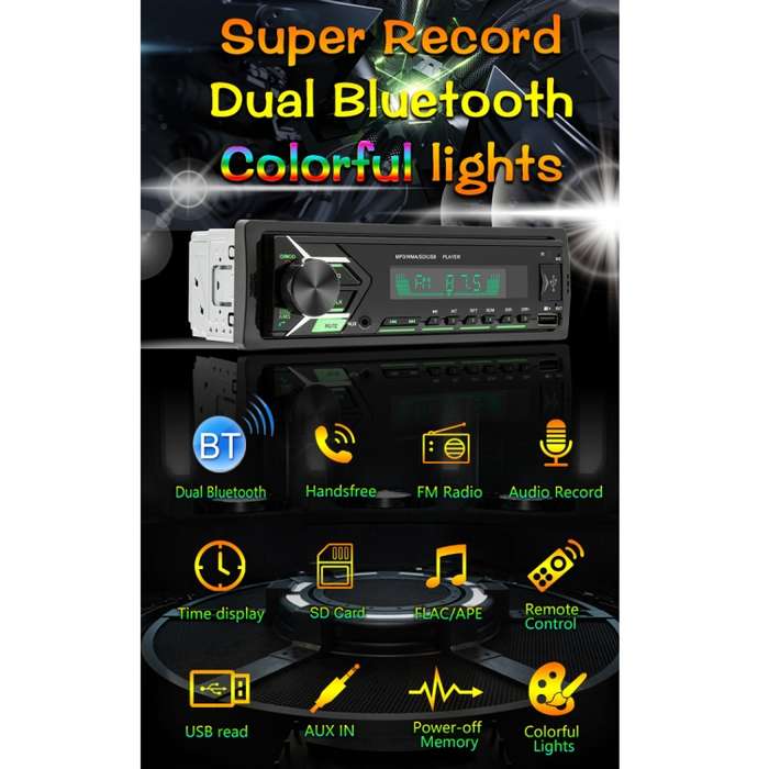 SWM503 Car Radio Receiver MP3 Player with Remote Control, Support FM & Bluetooth & USB & AUX & TF Ca