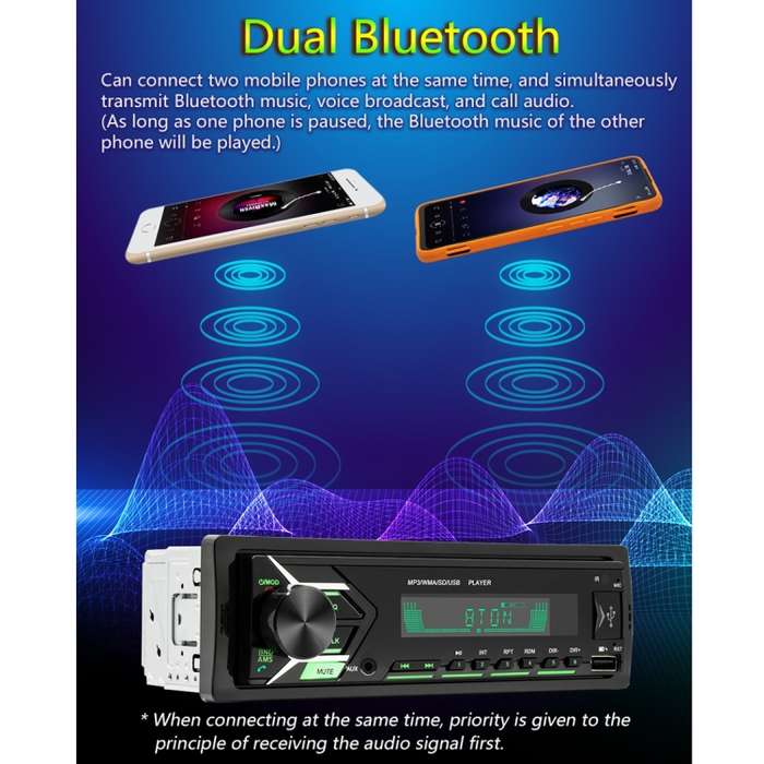 SWM503 Car Radio Receiver MP3 Player with Remote Control, Support FM & Bluetooth & USB & AUX & TF Ca