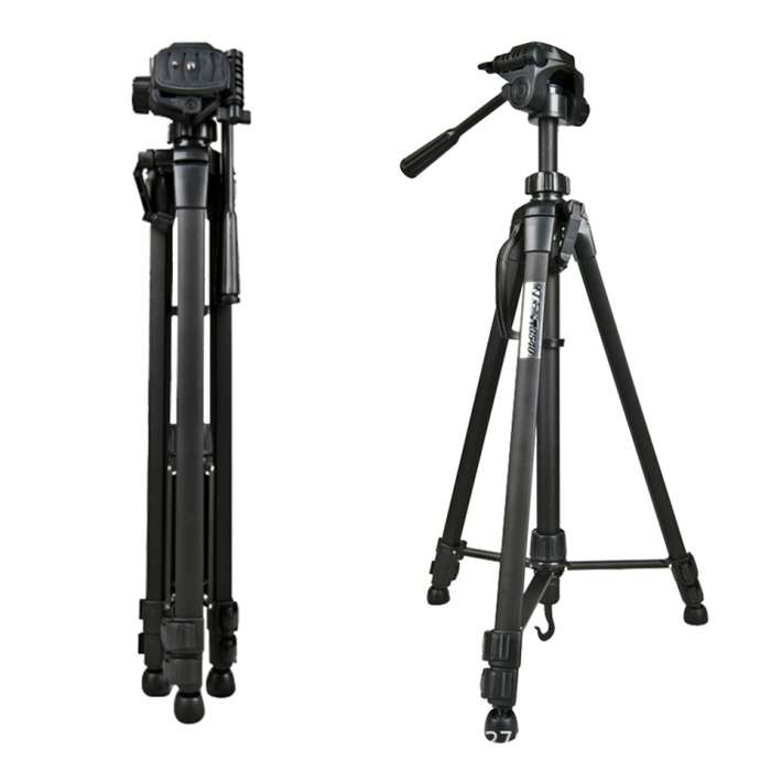 WeiFeng WT-3560 3-Section Folding Legs Live Broadcast Aluminum Alloy Tripod Mount (Black)