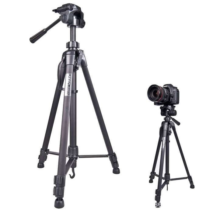 WeiFeng WT-3560 3-Section Folding Legs Live Broadcast Aluminum Alloy Tripod Mount (Black)