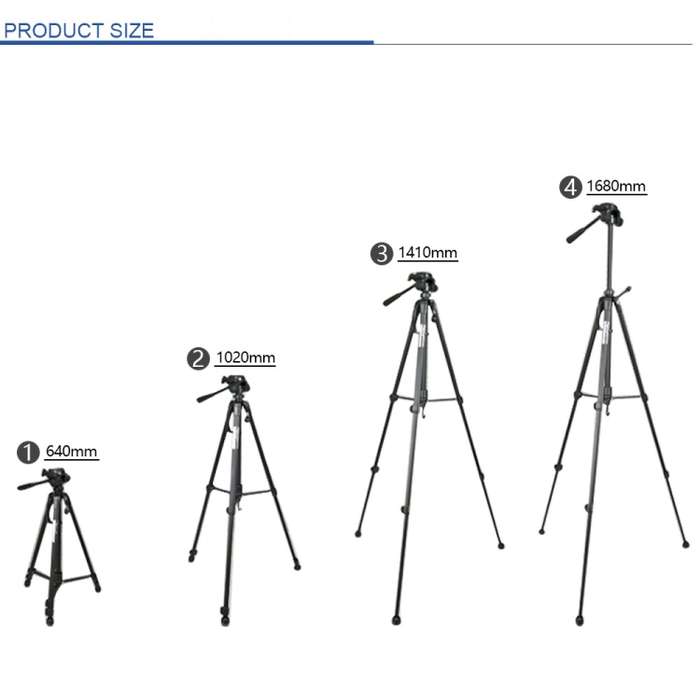 WeiFeng WT-3560 3-Section Folding Legs Live Broadcast Aluminum Alloy Tripod Mount (Black)