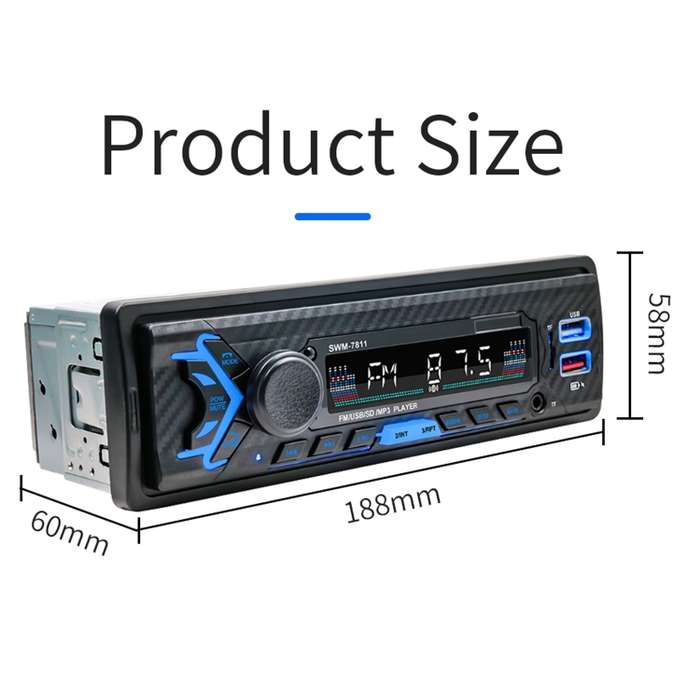 SWM-7811 Car 12V Bluetooth MP3 Player Support FM & TF Card & Voice Assistant with Steering Wheel Rem