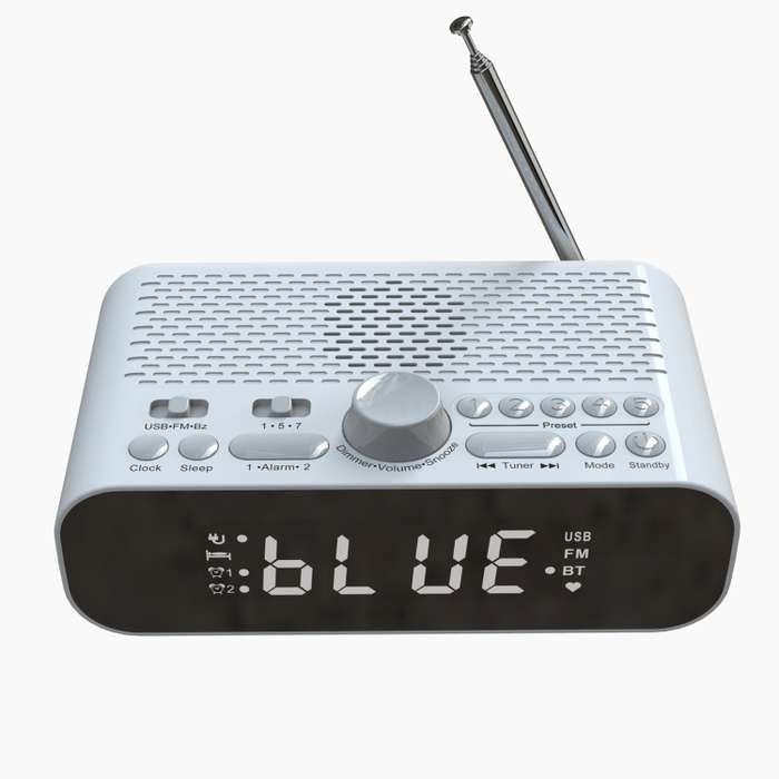 BT-A5 LED Display Bedside FM Clock Radio with Bluetooth Speaker (White)