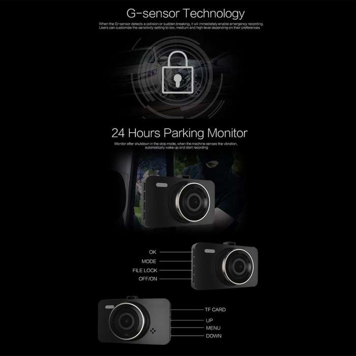 Anytek A78 3 inch Car 1080P HD 170 Degrees Night Vision Driving Recorder