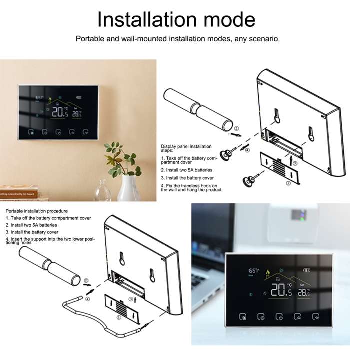 BHT-8000RF-VA-GB Wireless Smart LED Screen Thermostat Without WiFi, Specification:Electric Heating