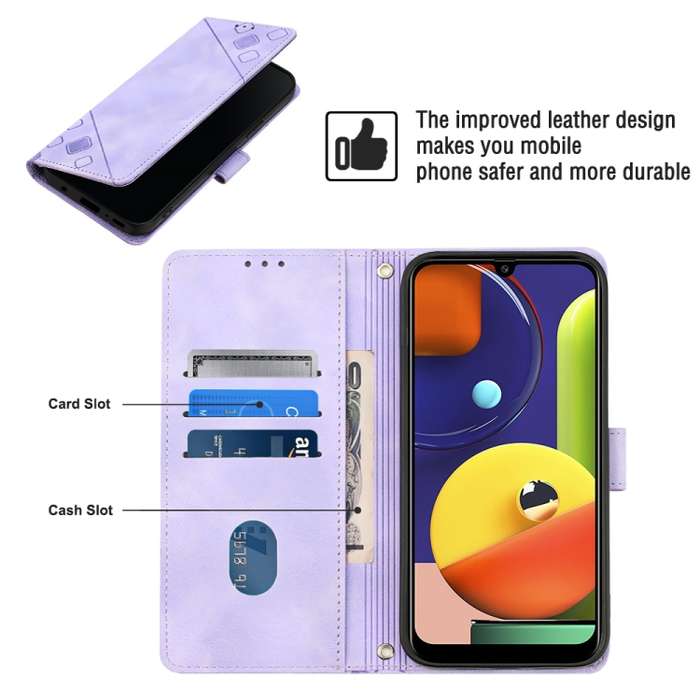 For Samsung Galaxy A50 / A30s / A50s Skin-feel Embossed Leather Phone Case(Light Purple)