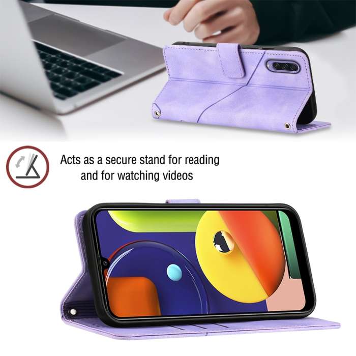 For Samsung Galaxy A50 / A30s / A50s Skin-feel Embossed Leather Phone Case(Light Purple)