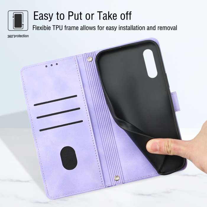 For Samsung Galaxy A50 / A30s / A50s Skin-feel Embossed Leather Phone Case(Light Purple)