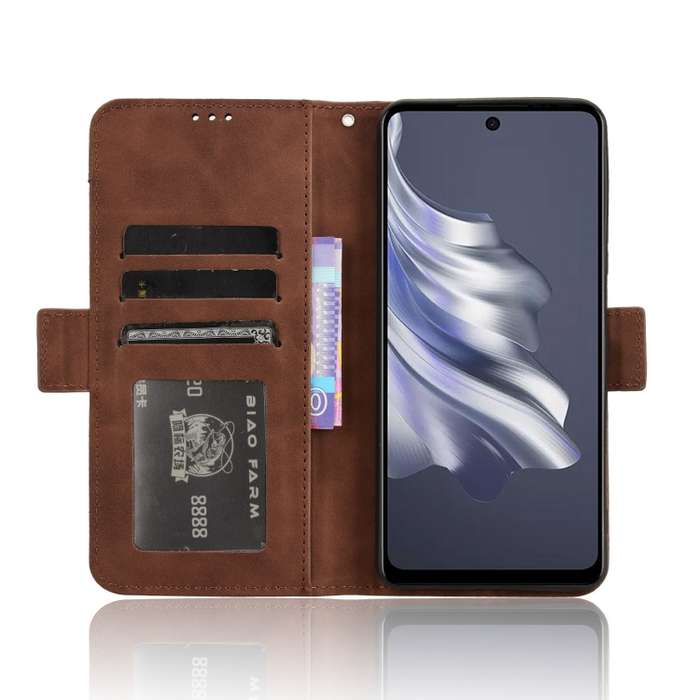 For Tecno Spark 20 Pro 4G KJ6 Skin Feel Calf Texture Card Slots Leather Phone Case(Brown)
