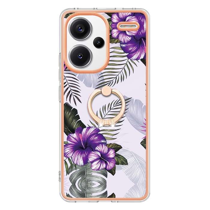 For Xiaomi Redmi Note 13 Pro+ 5G Electroplating IMD TPU Phone Case with Ring(Purple Flower)