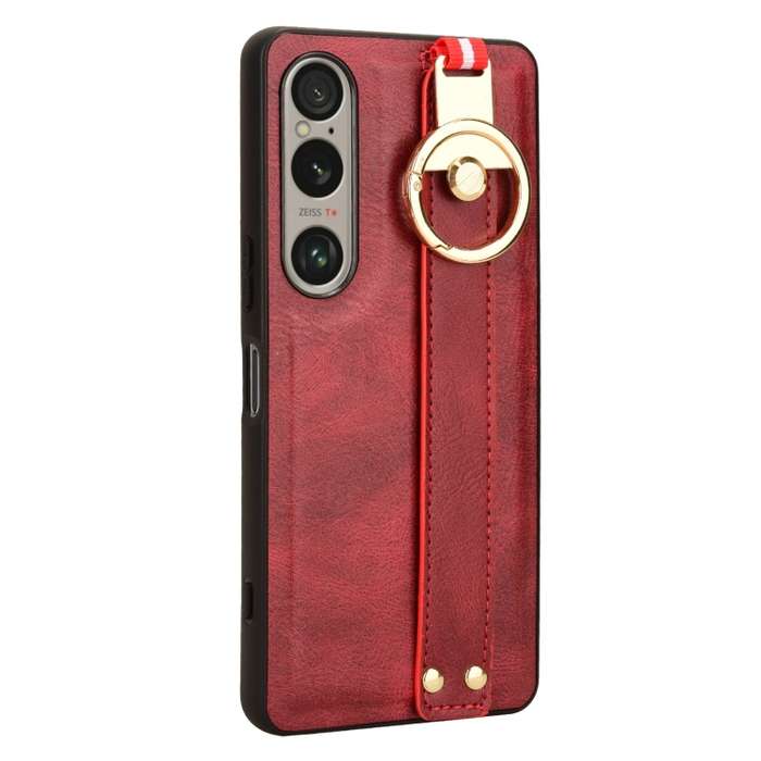 For Sony Xperia 1 VI Wristband Leather Back Phone Case(Red)