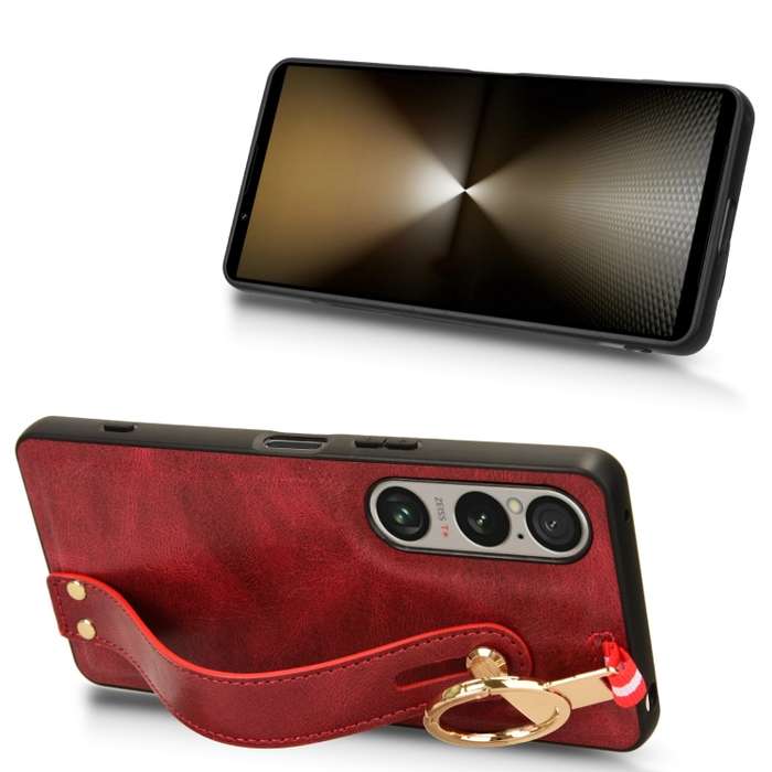 For Sony Xperia 1 VI Wristband Leather Back Phone Case(Red)