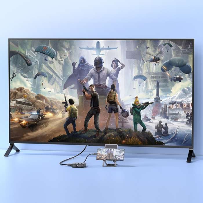 hoco HB37 6 in 1 HDTV+RJ45+USB3.0+USB2.0x2+PD100W Converter, Cable Length: 0.2m(Black)