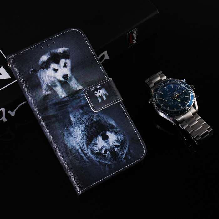 For OPPO Reno11 Global Coloured Drawing Flip Leather Phone Case(Wolf and Dog)