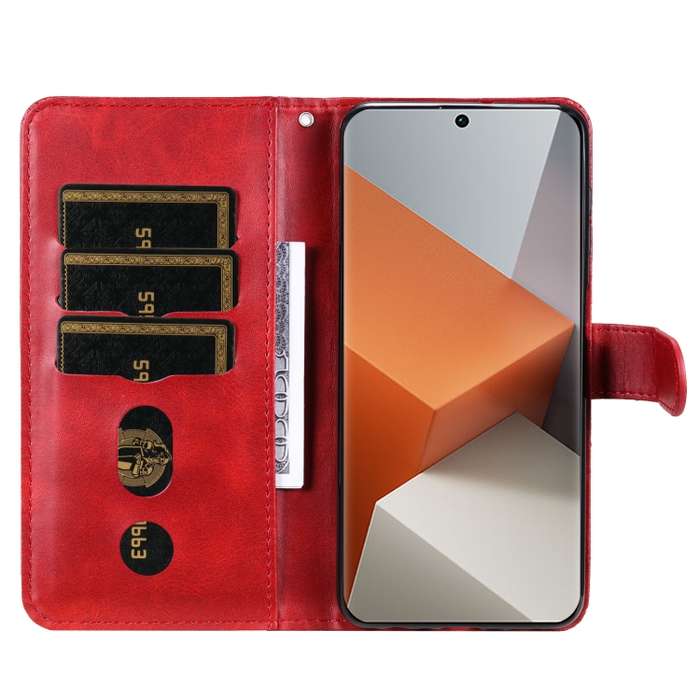 For Xiaomi Redmi Note13 Pro+ 5G Global Fashion Calf Texture Zipper Leather Phone Case(Red)