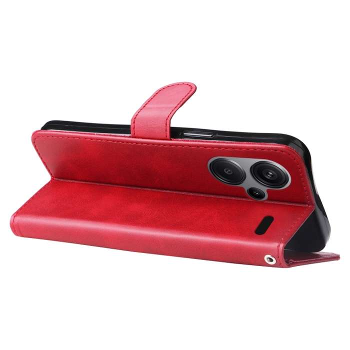 For Xiaomi Redmi Note13 Pro+ 5G Global Fashion Calf Texture Zipper Leather Phone Case(Red)