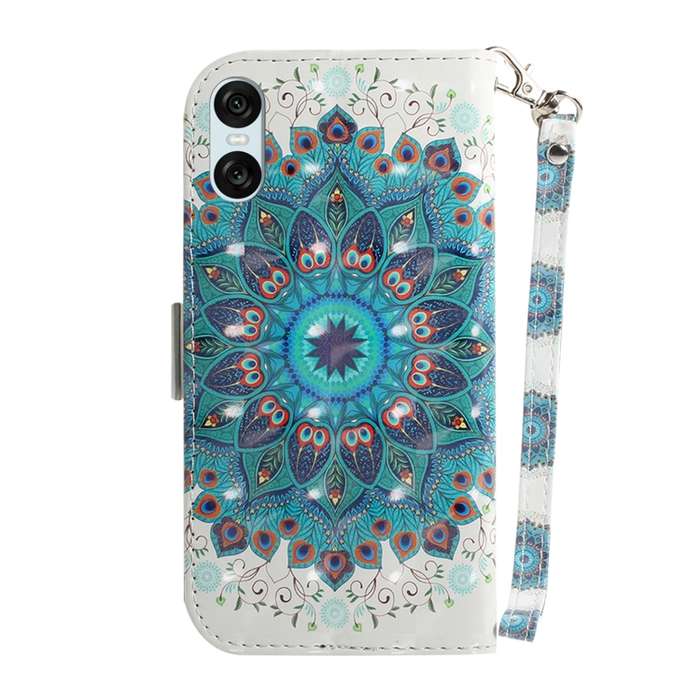 For Sony Xperia 10 VI 3D Colored Horizontal Flip Leather Phone Case(Peacock Wreath)
