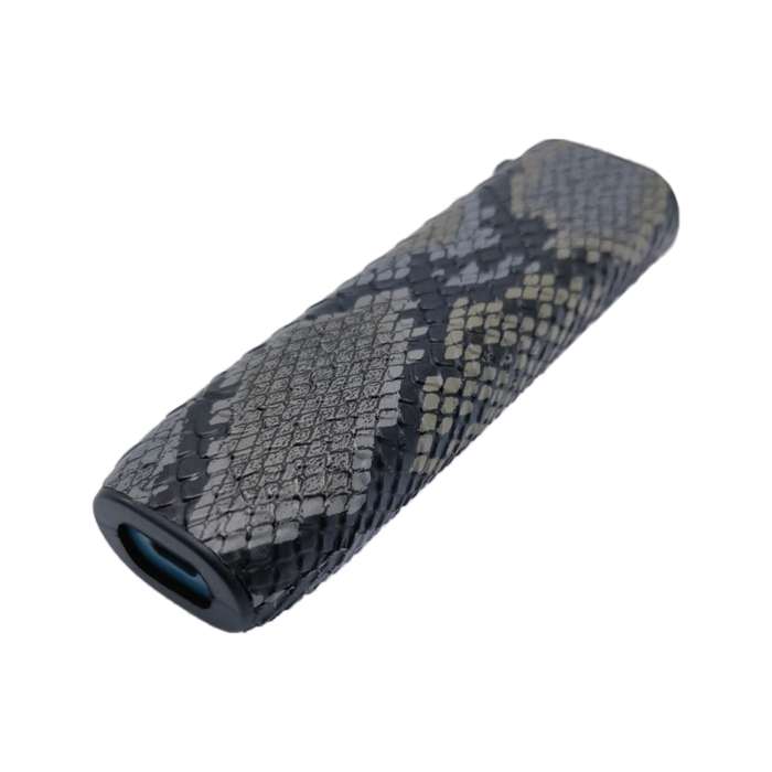 For IQOS ILUMA ONE Snake Pattern TPU+PU Electronic Cigarette Protective Case with Lanyard(Dark Grey)