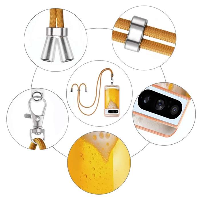 For Google Pixel 8 Pro Electroplating Dual-side IMD Phone Case with Lanyard(Draft Beer)