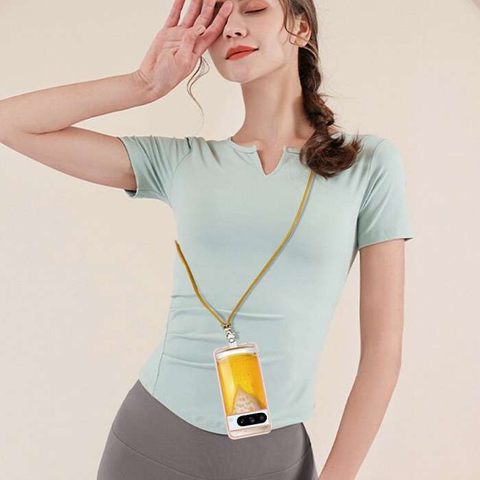 For Google Pixel 8 Pro Electroplating Dual-side IMD Phone Case with Lanyard(Draft Beer)