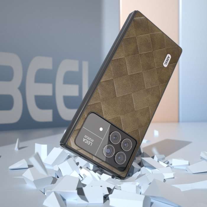 For Xiaomi Mix Fold 3 ABEEL Weave Plaid PU Phone Case(Green)
