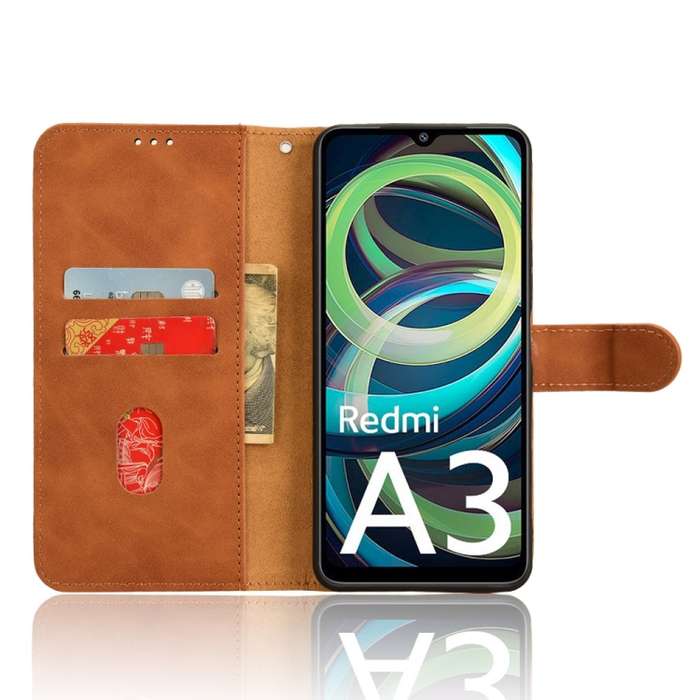 For Xiaomi Redmi A3 Skin Feel Magnetic Flip Leather Phone Case(Brown)